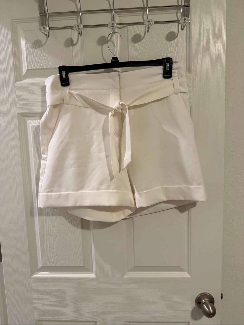 cooper & ella Cream High-Waist Tie-Belt Shorts